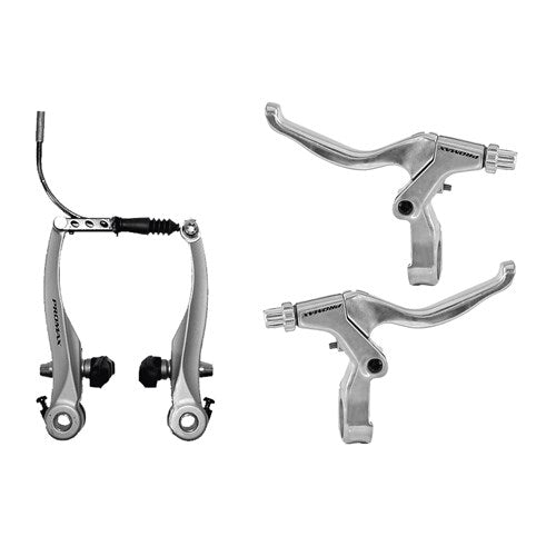 PROMAX ALLOY V-BRAKE SET F&R INC LEVERS SILVER