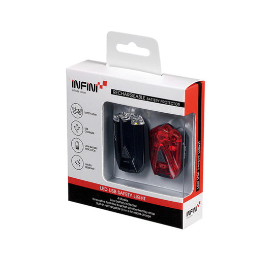 Lava twin pack micro USB front and rear lights black