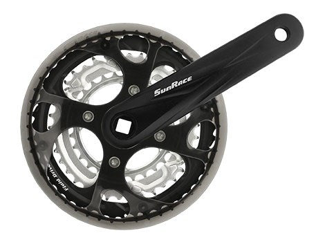 SUNRACE CHAINSET 28/38/48 170mm 7/8 SPEED Alloy Cranks & Steel Rings. With Chain Guard. Standard Diamond Taper.