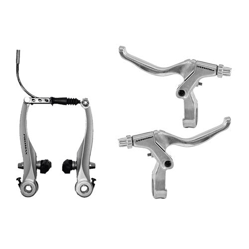 PROMAX ALLOY V-BRAKE SET F&R INC LEVERS SILVER