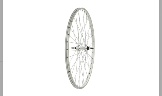 Tru-Build Wheels 26 X 1.3/8 Rear Wheel, Silver, Single Wall - City Use, Screw On REAR WHEEL 26 X 1.3/8 ALLOY